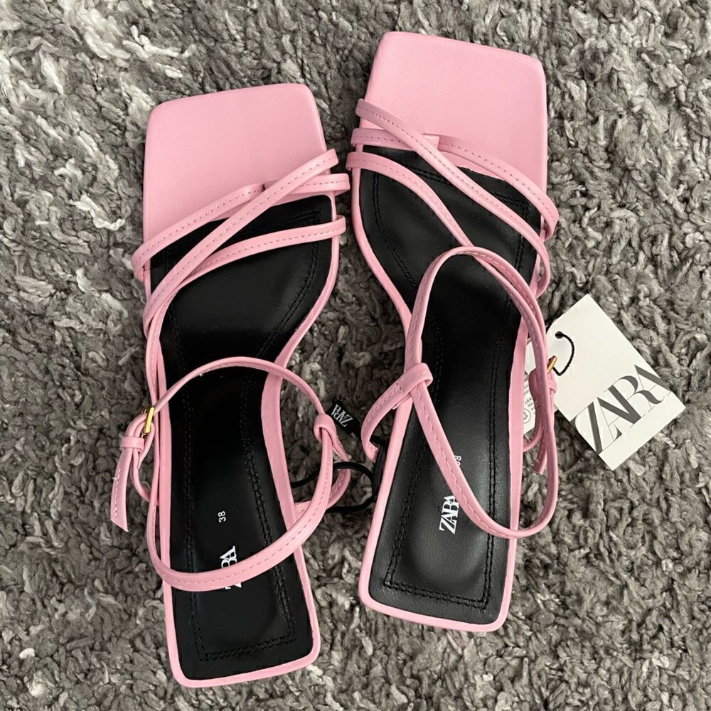 NWT Zara Strappy Heeled Leather Sandals - Picture 3 of 12